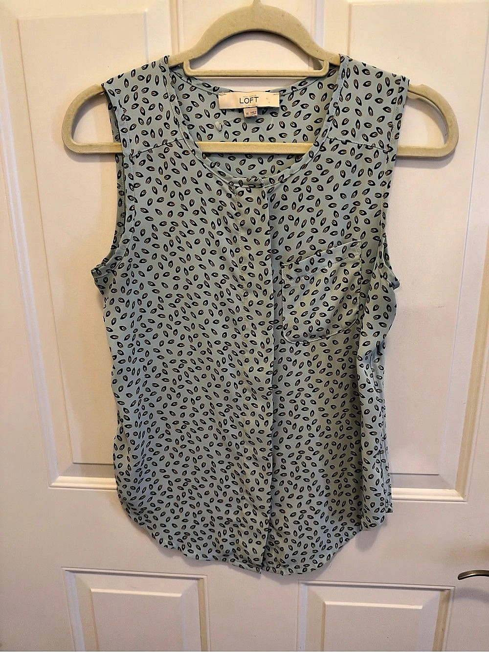 LOFT Animal Print Sleeveless Blouse in Blue & Black XS